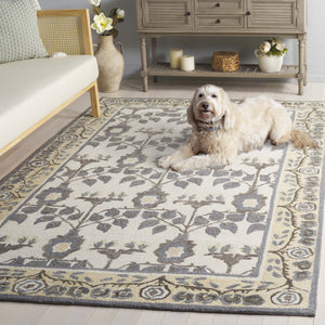 Safavieh Earthly Treasures Runner Rug - Elegant Floral Design In Neutral Tones For Hallway Or Living Space Style Ivory ,Grey 65% Wool,20% Cotton,15% Viscose Et215f-5