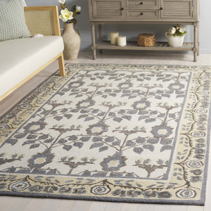 Safavieh Earthly Treasures Runner Rug - Elegant Floral Design In Neutral Tones For Hallway Or Living Space Style Ivory ,Grey 65% Wool,20% Cotton,15% Viscose Et215f-5