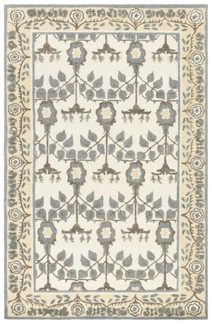 Safavieh Earthly Treasures Runner Rug - Elegant Floral Design In Neutral Tones For Hallway Or Living Space Style Ivory ,Grey 65% Wool,20% Cotton,15% Viscose Et215f-5