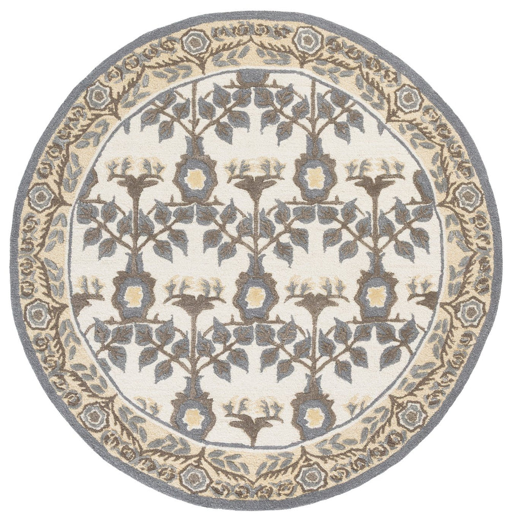 Safavieh Earthly Treasures Runner Rug - Elegant Floral Design In Neutral Tones For Hallway Or Living Space Style Ivory ,Grey 65% Wool,20% Cotton,15% Viscose Et215f-28