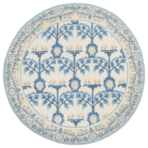 Safavieh Earthly Hand‑Tufted Ivory And Blue Runner Rug – Transitional Floral Border, Plush 0.5" Pile, Durable Elegance 2'-3" x 8'-0" ET215M-28