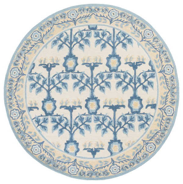 Safavieh Earthly Hand‑Tufted Ivory And Blue Runner Rug – Transitional Floral Border, Plush 0.5" Pile, Durable Elegance 2'-3" x 8'-0" ET215M-28