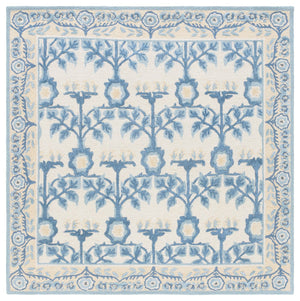 Safavieh Earthly Hand‑Tufted Ivory And Blue Runner Rug – Transitional Floral Border, Plush 0.5" Pile, Durable Elegance 2'-3" x 8'-0" ET215M-28