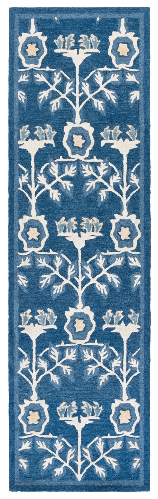 Safavieh Earthly Hand‑Tufted Round Navy Ivory Rug With Botanical Motifs, Plush Wool Blend, Artisan Crafted 6'-0" x 6'-0" ET215N-6R