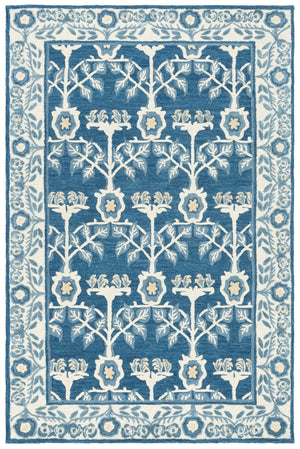 Safavieh Earthly Timeless Hand-Tufted Navy Ivory Area Rug — Plush 1/2" Pile, Wool-Cotton Blend, Elegant Botanical Border 3'-0" x 5'-0" ET215N-3