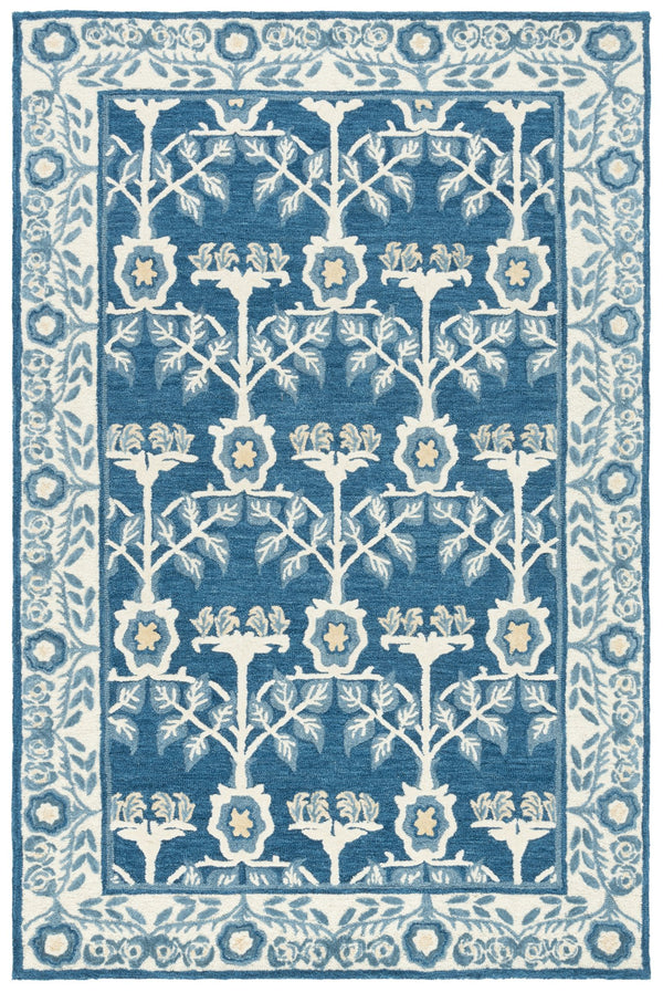 Safavieh Earthly Navy & Ivory Hand-Tufted Wool Blend Rug — Pattern-Free Elegance, Low-Profile Comfort For Living Spaces 6'-0" x 9'-0" ET215N-6