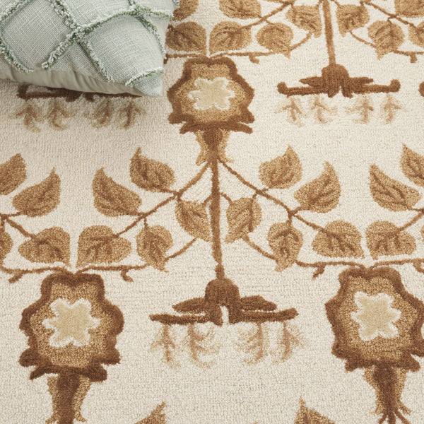 Safavieh Earthly Treasures Runner Rug - Elegant Floral Design In Neutral Tones For Hallway Or Living Space Style Ivory ,Brown 65% Wool,20% Cotton,15% Viscose Et215t-5