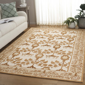 Safavieh Earthly Treasures Runner Rug - Elegant Floral Design In Neutral Tones For Hallway Or Living Space Style Ivory ,Brown 65% Wool,20% Cotton,15% Viscose Et215t-5