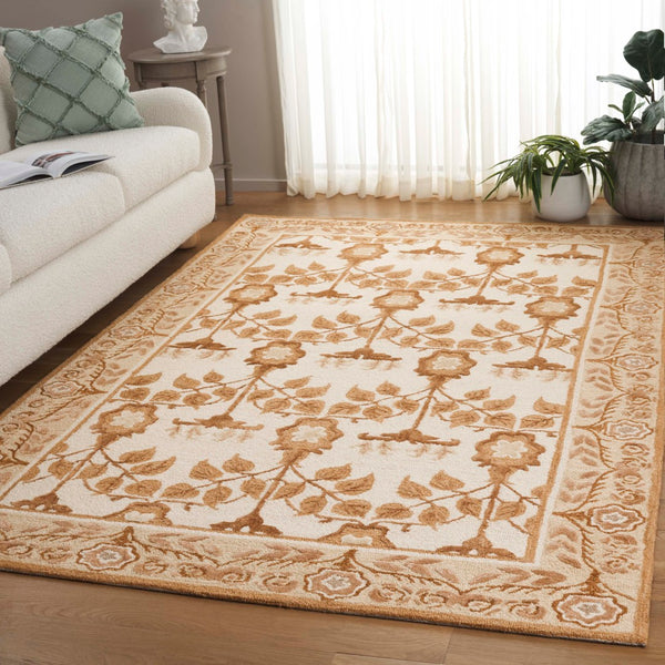 Safavieh Earthly Treasures Exquisite Transitional Area Rug - Hand-tufted Botanical Design For Elegant Home Decor Ivory ,Brown 65% Wool,20% Cotton,15% Viscose Et215t-6