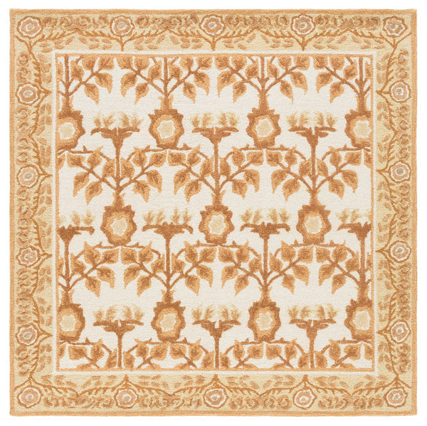 Safavieh Earthly Treasures Runner Rug - Elegant Floral Design In Neutral Tones For Hallway Or Living Space Style Ivory ,Brown 65% Wool,20% Cotton,15% Viscose Et215t-6sq