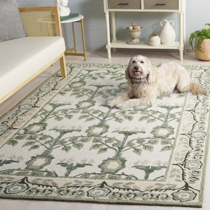 Safavieh Earthly Round Hand-Tufted Ivory & Sage Area Rug — Transitional Botanical Design, Wool Blend Craftsmanship 6'-0" x 6'-0" ET215W-6R