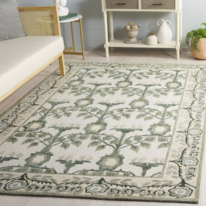 Safavieh Earthly Hand‑Tufted Ivory And Sage Square Area Rug — Transitional Botanical Motif, Wool Blend Comfort 6'-0" x 6'-0" ET215W-6SQ