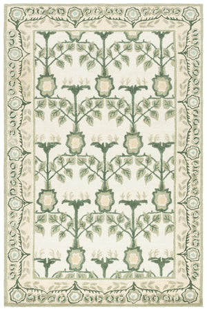 Safavieh Earthly Hand-Tufted Ivory And Sage Area Rug — Wool-Cotton Blend, Plush 1/2" Pile, Botanical Geometric Style 3'-0" x 5'-0" ET215W-3
