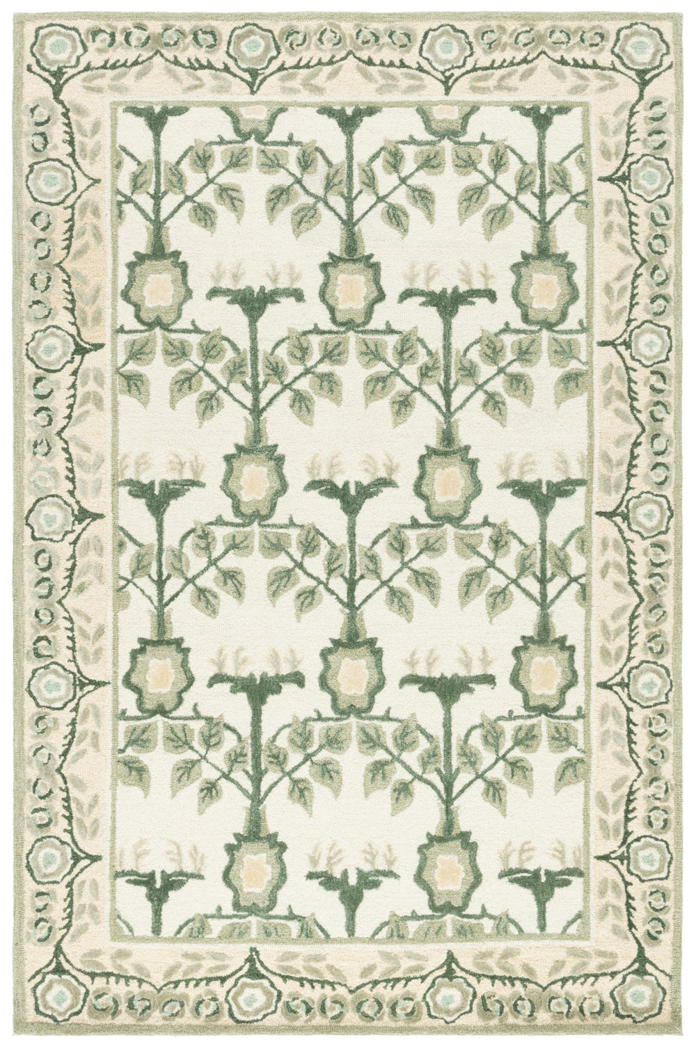Safavieh Earthly Hand‑Tufted Ivory And Sage Square Area Rug — Transitional Botanical Motif, Wool Blend Comfort 6'-0" x 6'-0" ET215W-6SQ
