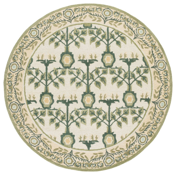 Safavieh Earthly Hand-Tufted Ivory And Sage Area Rug — Wool-Cotton Blend, Plush 1/2" Pile, Botanical Geometric Style 3'-0" x 5'-0" ET215W-3