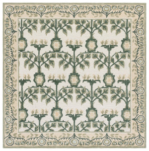 Safavieh Earthly Hand‑Tufted Ivory And Sage Square Area Rug — Transitional Botanical Motif, Wool Blend Comfort 6'-0" x 6'-0" ET215W-6SQ