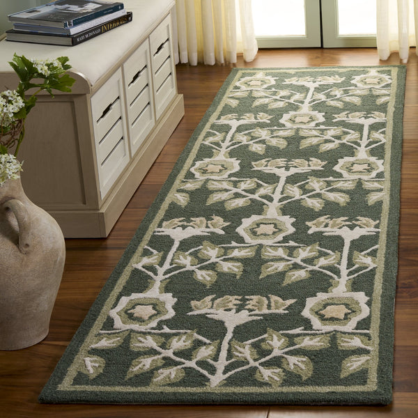 Safavieh Earthly Hand-Tufted Botanical Area Rug In Green And Ivory — Plush Natural Fibers, Timeless Framed Border 6'-0" x 6'-0" ET215Y-6SQ