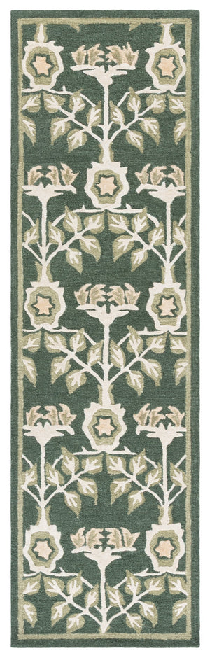Safavieh Earthly Hand-Tufted Round Area Rug In Green And Ivory Floral Vine Motif — Plush Wool Blend Luxury 6'-0" x 6'-0" ET215Y-6R