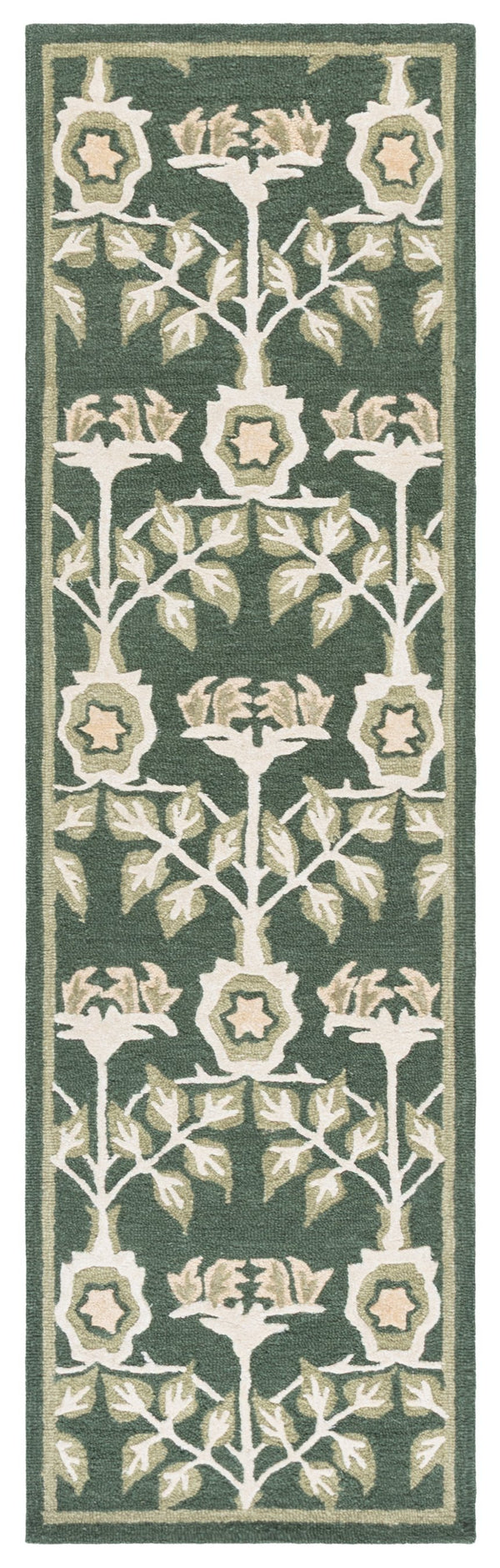 Safavieh Earthly Hand-Tufted Round Area Rug In Green And Ivory Floral Vine Motif — Plush Wool Blend Luxury 6'-0" x 6'-0" ET215Y-6R