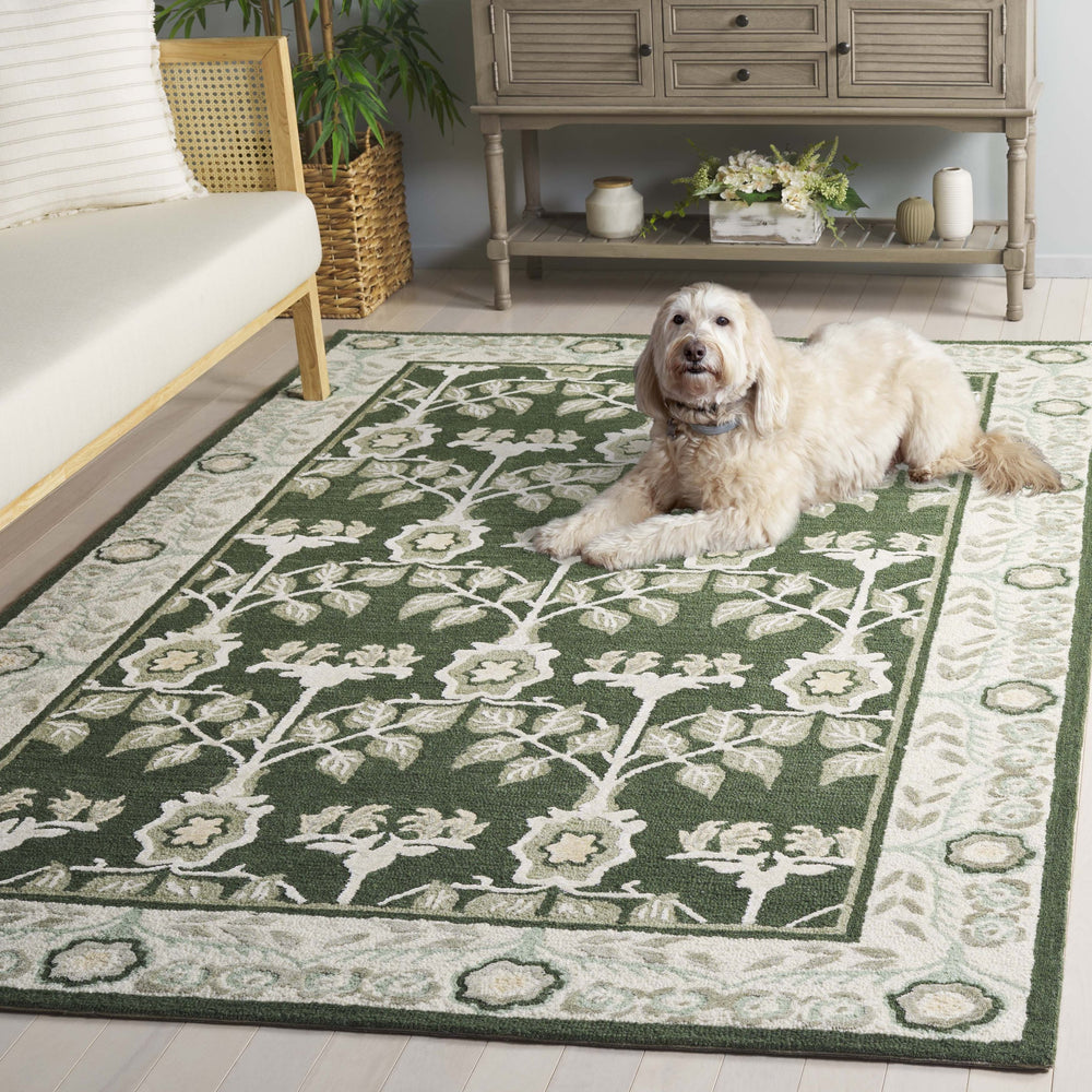 Safavieh Earthly Hand-Tufted Green Ivory Runner Rug With Transitional Botanical Motif, Plush Low Pile Elegance 2'-3" x 8'-0" ET215Y-28