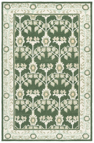 Safavieh Earthly Hand-Tufted Botanical Area Rug In Green And Ivory — Plush Natural Fibers, Timeless Framed Border 6'-0" x 6'-0" ET215Y-6SQ