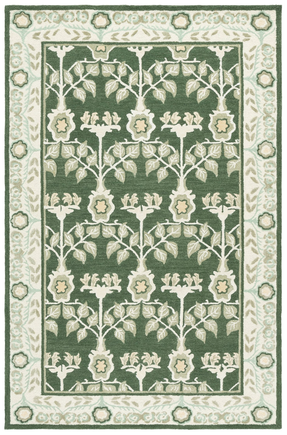 Safavieh Earthly Handcrafted Transitional Green And Ivory Floral Rug – Plush Wool-Cotton Blend, Artisanal Quality 8'-0" x 10'-0" ET215Y-8