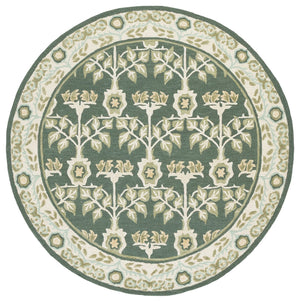 Safavieh Earthly Hand-Tufted Round Area Rug In Green And Ivory Floral Vine Motif — Plush Wool Blend Luxury 6'-0" x 6'-0" ET215Y-6R