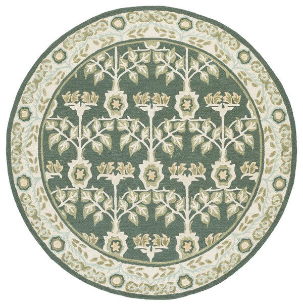 Safavieh Earthly Hand-Tufted Round Area Rug In Green And Ivory Floral Vine Motif — Plush Wool Blend Luxury 6'-0" x 6'-0" ET215Y-6R