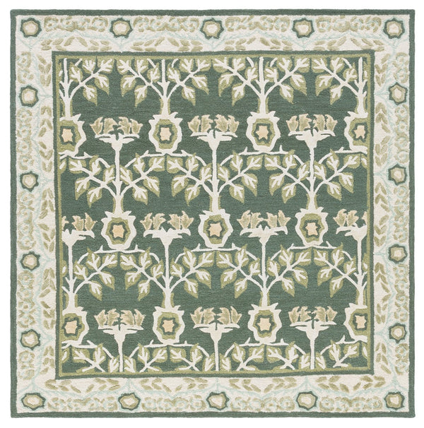 Safavieh Earthly Hand-Tufted Green And Ivory Transitional Area Rug With Botanical Motifs, Plush Wool Blend 6'-0" x 9'-0" ET215Y-6