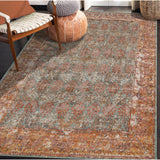AMER Rugs Eternal Pierson ETE-15 Power-Loomed Machine Made Polypropylene Transitional Bordered Rug Teal 5'7" x 7'6"