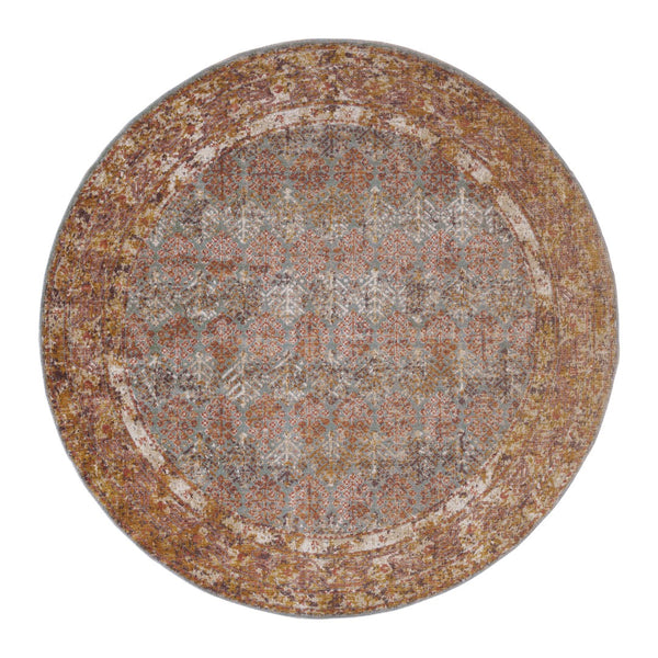 AMER Rugs Eternal Pierson ETE-15 Power-Loomed Machine Made Polypropylene Transitional Bordered Rug Teal 6'7" x 6'7"R