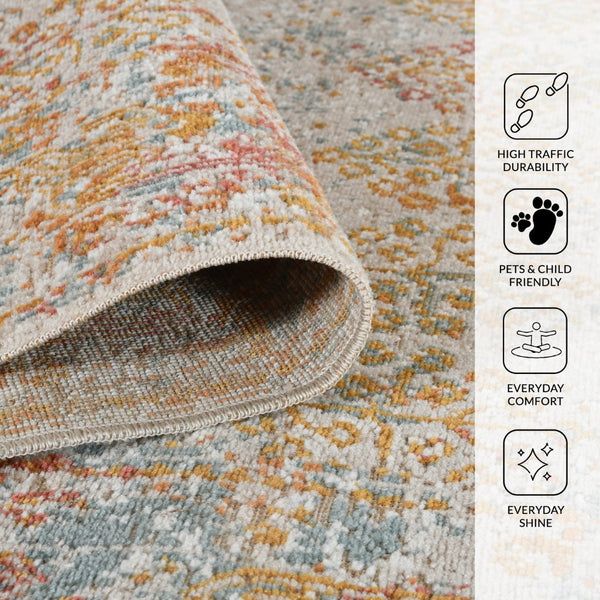 Amer Rugs Eternal Farmhouse Bordered Area Rug - Vintage Charm, Durable Design For Timeless Home Elegance Beige,Rust Polypropylene Ete162203
