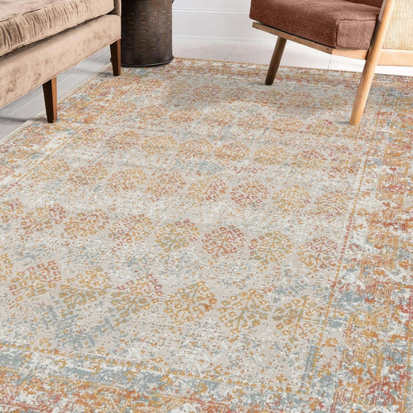 Amer Rugs Eternal Farmhouse Bordered Area Rug - Vintage Charm, Durable Design For Timeless Home Elegance Beige,Rust Polypropylene Ete162203