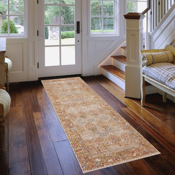Amer Rugs Eternal Farmhouse Bordered Area Rug - Vintage Charm, Durable Design For Timeless Home Elegance Beige,Rust Polypropylene Ete162776