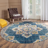 AMER Rugs Eternal Witney ETE-22 Power-Loomed Machine Made Polypropylene Transitional Medallion Rug Turquoise 6'7" x 6'7"R
