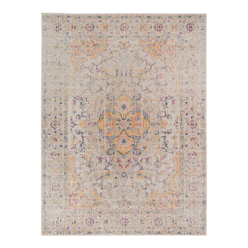 AMER Rugs Eternal Oriental Polypropylene Rug Power-loomed Vintage Ivory Distressed Pattern for Any Room 5'7" X 7'6" ETE25776