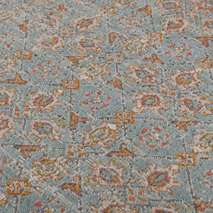 Amer Rugs Eternal Farmhouse Bordered Area Rug - Vintage Charm, Durable Design For Timeless Home Elegance Teal,Gold Polypropylene Ete272776