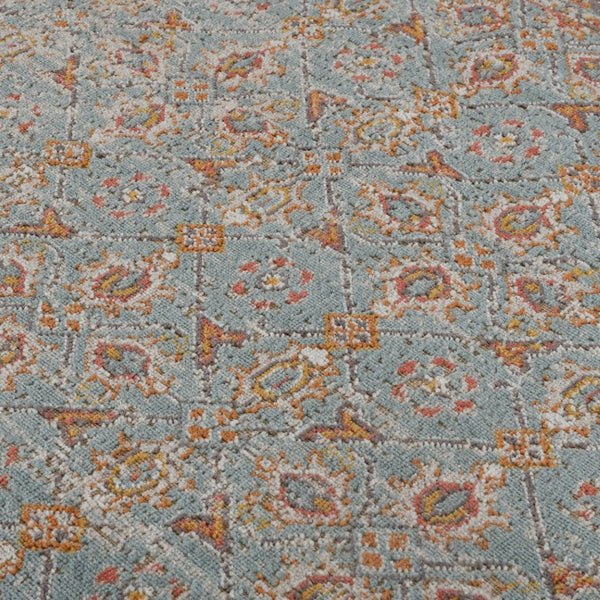 Amer Rugs Eternal Farmhouse Bordered Area Rug - Vintage Charm, Durable Design For Timeless Home Elegance Teal,Gold Polypropylene Ete272776