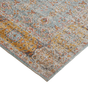 Amer Rugs Eternal Farmhouse Bordered Area Rug - Vintage Charm, Durable Design For Timeless Home Elegance Teal,Gold Polypropylene Ete272776