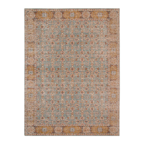 AMER Rugs Eternal Watton ETE-27 Power-Loomed Machine Made Polypropylene Transitional Bordered Rug Teal 5'7" x 7'6"