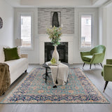 AMER Rugs Eternal Waltham ETE-28 Power-Loomed Machine Made Polypropylene Transitional Floral Rug Turquoise 5'7" x 7'6"