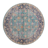 AMER Rugs Eternal Waltham ETE-28 Power-Loomed Machine Made Polypropylene Transitional Floral Rug Turquoise 6'7" x 6'7"R