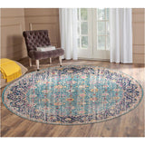 AMER Rugs Eternal Waltham ETE-28 Power-Loomed Machine Made Polypropylene Transitional Floral Rug Turquoise 6'7" x 6'7"R