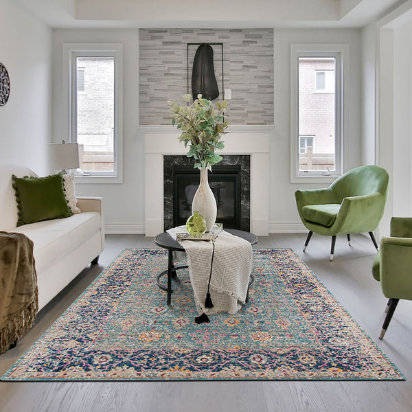 Eternal Vintage Floral Power-loomed Polypropylene Area Rug for Living and Dining Rooms