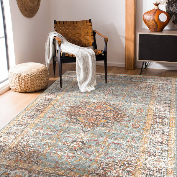 Amer Rugs Eternal Farmhouse Bordered Area Rug - Vintage Charm, Durable Design For Timeless Home Elegance Seafoam Green Polypropylene Ete302203