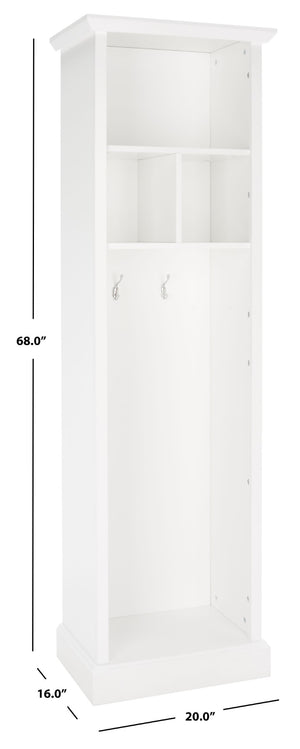Safavieh Layli Entryway Storage Hall Tree - Farmhouse Charm With Hooks & Open Shelves For Organization White ETG2100A