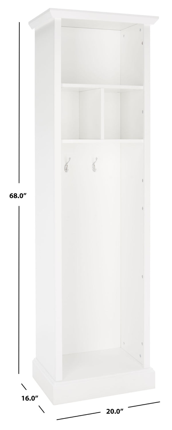 Safavieh Layli Entryway Storage Hall Tree - Farmhouse Charm With Hooks & Open Shelves For Organization White ETG2100A