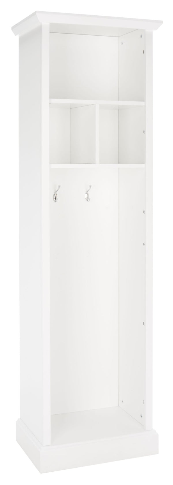 Safavieh Layli Entryway Storage Hall Tree - Farmhouse Charm With Hooks & Open Shelves For Organization White ETG2100A