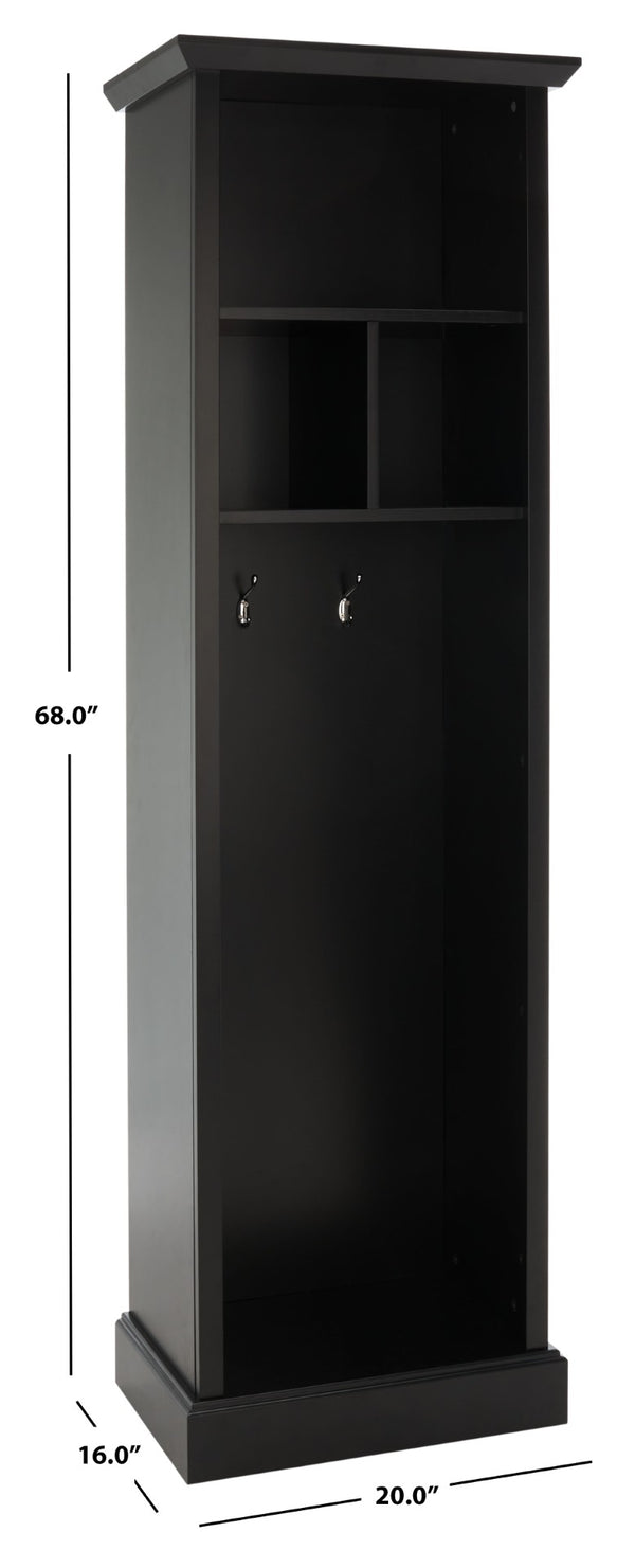 Safavieh Layli Entryway Storage Hall Tree - Farmhouse Charm With Hooks & Open Shelves For Organization Black ETG2100B