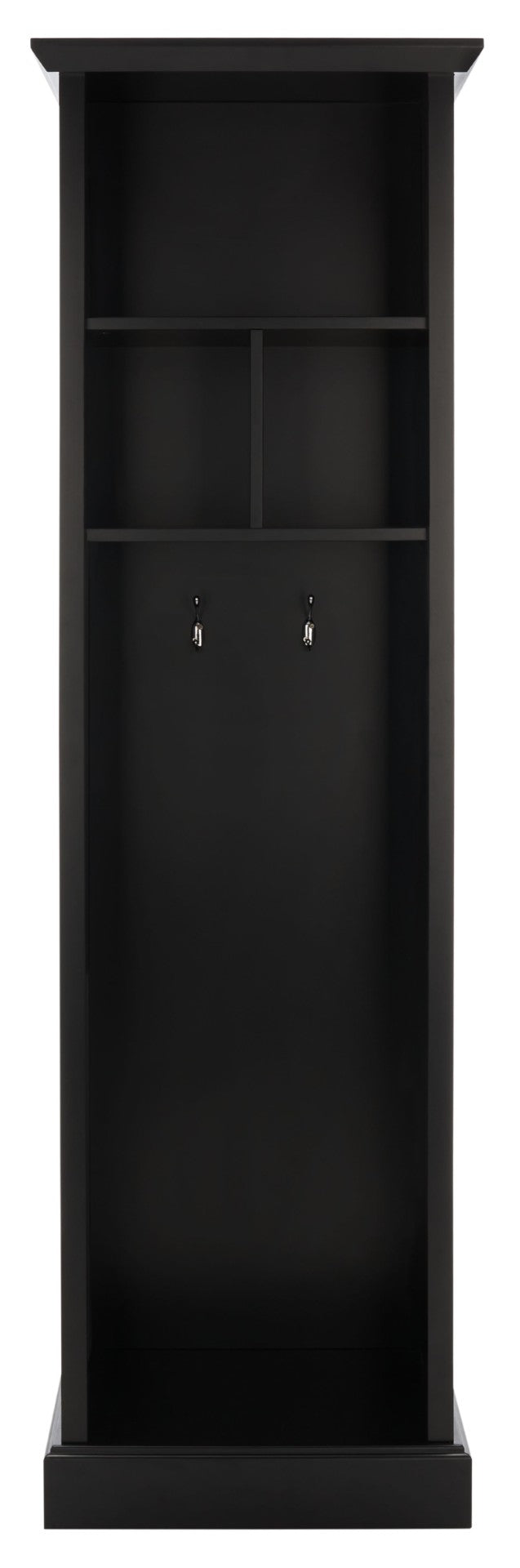 Safavieh Layli Entryway Storage Hall Tree - Farmhouse Charm With Hooks & Open Shelves For Organization Black ETG2100B